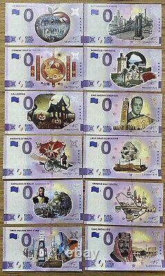 0 Euro Souvenir Banknotes Reseller Pack 4 of 22 Colour Designs total 110pcs