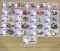 0 Euro Souvenir Banknotes Reseller Pack 4 of 22 Colour Designs total 110pcs