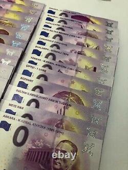 0 Euro Souvenir banknotes Turkey Set 24 Pcs UNC 2019 till 2022