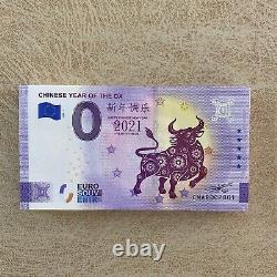 0 Zero Euro Souvenir Banknote Bundle x100 Chinese Year of The Ox China