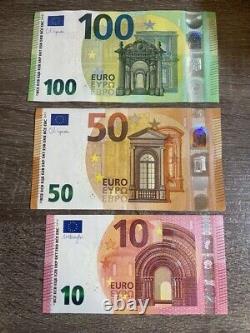 100 + 50+ 10 euro Banknotes. 3 Bills 100 50 10 Euros Currency Circulated. Eu