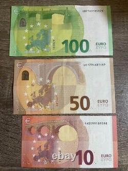 100 + 50+ 10 euro Banknotes. 3 Bills 100 50 10 Euros Currency Circulated. Eu
