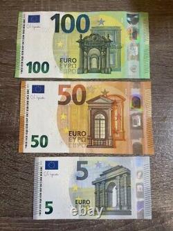 100 + 50 + 5 euro banknotes Circulated. 3 Cir bills (100 50 5) Euros Total