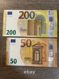 2 bills European Union 200+50 euro EUR banknote Circulated. Currency bill note