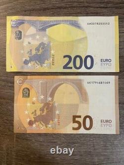 2 bills European Union 200+50 euro EUR banknote Circulated. Currency bill note