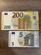 2 Set Banknote European Union 200+5 Euro. Currency Bill Note. 2 Bills Circulated