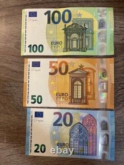 20 + 50 + 100 euro set banknote Circulated. 3 Euros bills. Currency Euros. 170