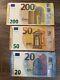 200 + 50 + 20 Euro European Union Banknotes. 3 Eu Cir Notes. Circulated Bills