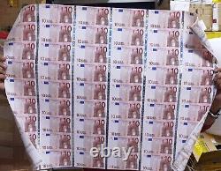 2002 European 10 Euro 54pc Full Sheet Uncut Banknote Rare