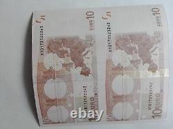 2002 European 10 Euro Pair 2pc Uncut Banknote