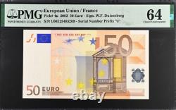 2002 European Union / France 50 Euro P4u Prefix U Banknote UNC PMG 64