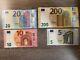 4 Set Banknotes 200 + 20 + 10 + 5 Euro European Union Circulated Banknotes. Eur