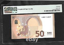 50 EURO Greece Draghi signature Printer Y001F3 PMG 58 EPQ CHOICE AUNC
