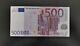 500 Euro Banknote Bill European Union / 500 Euros Prefix (n) Jean-claude Trichet