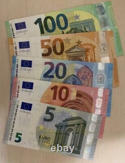 5PCS. 5 + 10 + 20 + 50 + 100 euro banknote Draghi Sign Uncirculated. 185 Euros