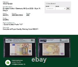 66 EPQ PMG 50 Euro 2002 Germany EU Banknote Sign. M. Draghi Prefix X # ZZZ17x