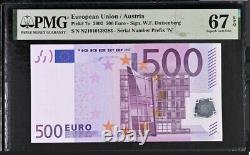 AUSTRIA 500 Euro 2002 N-serie, Duisenberg Sign, PMG 67, ULTRA RARE