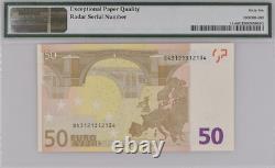 Banknote Italy 50 Euro 2002 Radar Serial Number PMG 66 EPQ Rare (N450)