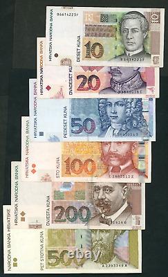 CROATIA 10, 20, 50, 100, 200 & 500 Kuna Set 6 notes Replaced with EURO