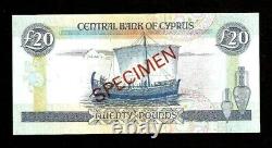 CYPRUS 20 POUNDS P-56 1992 Specimen A 000000 UNC EURO ART BOAT MONEY BANK NOTE