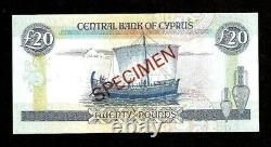 CYPRUS 20 POUNDS P-56 1992 Specimen A 000000 UNC EURO ART BOAT MONEY BANK NOTE