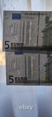 ECB BCE Euro Banknote Austria 2002 2x 5 Error Print + Wrong Serial