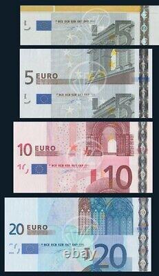 ECB BCE Euro Germany 2002 5,5,10,20 4 Banknotes ERROR Wrong Cut