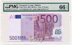 EUROPEAN UNION (AUSTRIA) banknote 500 Euro 2002 Draghi signature PMG MS 66 EPQ