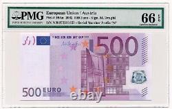 EUROPEAN UNION (AUSTRIA) banknote 500 Euro 2002 Draghi signature PMG MS 66 EPQ