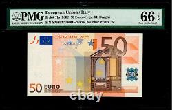 EUROPEAN UNION, ITALY 2002 50 EURO. SIGNATURE M. DRAGHI. PMG-66EPQ. PICK-17s