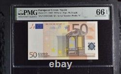 Euro 50 Euro Spain 2002 P 17 v Prefix Gem UNC PMG 66 EPQ
