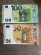 European Union 100+50 Euro Banknote Cir. 2 Bills 100-50 Note. Currency Eur
