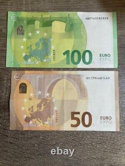 European Union 100+50 euro banknote CIR. 2 bills 100-50 note. Currency EUR