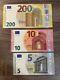 European Union 200 + 10 + 5 Euro Banknote Circulated. 215 Euros Total. Cir Bills