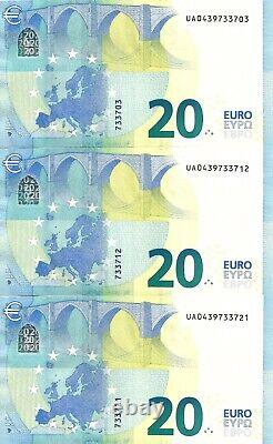 European Union EU 3x 20 euros 2015 (France) P-22u UNC consecutive