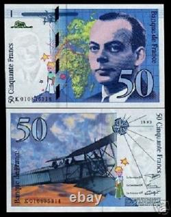 FRANCE 50 FRANCS P157 a 1992 EURO POET UNC AIR PLANE ANTOINE SAINT EXUPERY NOTE