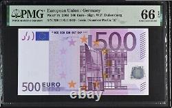 GERMANY 500 Euro 2002 X-serie, Duisenberg Sign, R001A4, PMG 66