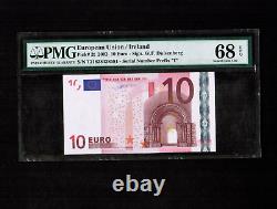 Ireland 10 EURO P-2t 2002 Sign Duisenberg Prefix T = PMG 68 EPQ Superb Gem UNC