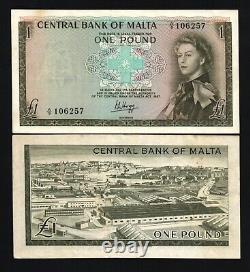 Malta 1 Pound P29 1967 Euro Young Queen Rare Aunc Money Bill European Bank Note