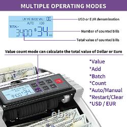 Money Counter Dollar Bill Euro UV/HLF/CHN Counterfeit Detection with LCD Display