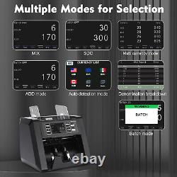 Money Counter Machine Mixed Denomination Bill Counters Value Count USD/EURO/CAD