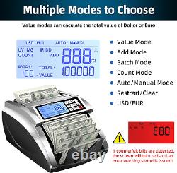 Money Counter Machine PONNOR with Value Bill Count Dollar Euro Large LCD Display