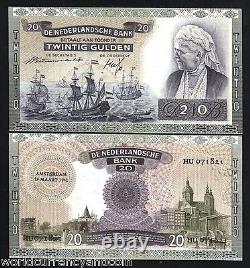 Netherlands 20 Gulden P54 1941 Euro Ship Unc Rare Dutch Money Bill Bank Note