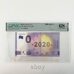 PMG 68 Superb Gem Unc 0 Euro Souvenir Banknote SPECIMEN 2020 Gold Foil 000038