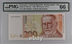 Pre Euro Germany 200 Mark 1989 P42 UNC Replacement Star / PMG GEM66EPQ