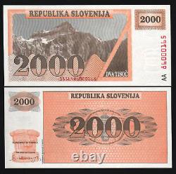 SLOVENIA 2000 2,000 TOLARJEV P9A 1990 EURO UnIssued UNC RARE AA CURRENCY NOTE