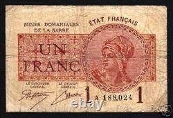 Saar 1 FRANC P-2 1919 GERMANY Coin on Banknote RARE Pre EURO WorldCurrency MONEY