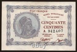 Saarland 1920 50 Centimes EF #CO1258